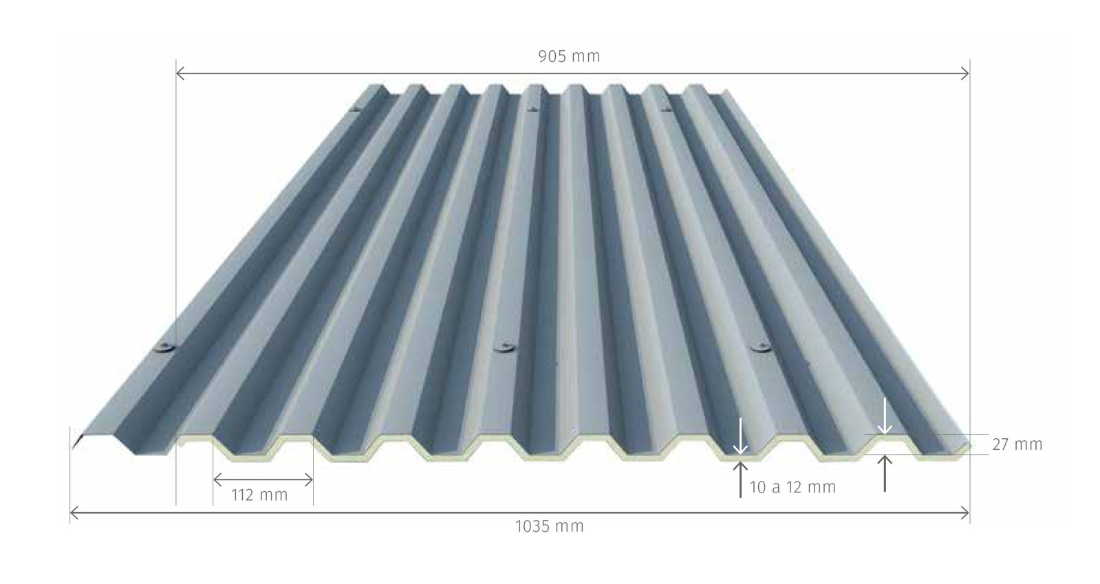 Panel Teja Trapezoidal-Light Termotec | (MOQ: 300m²)