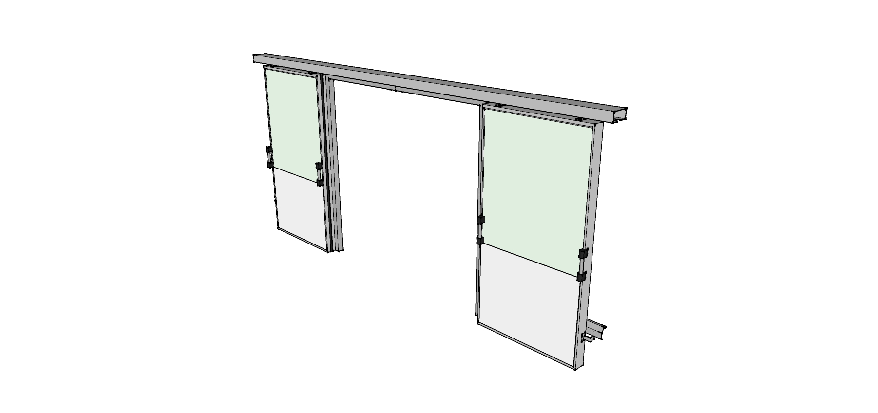 Puerta Corrediza Doble Ala D250 detalle