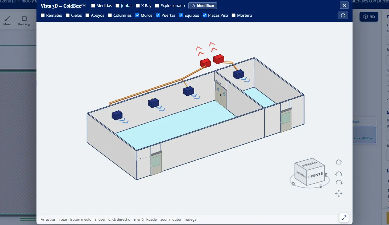 ColdBox: los cuartos fríos en 3D con puertas, placas de piso, evaporadores y unidades condensadoras
